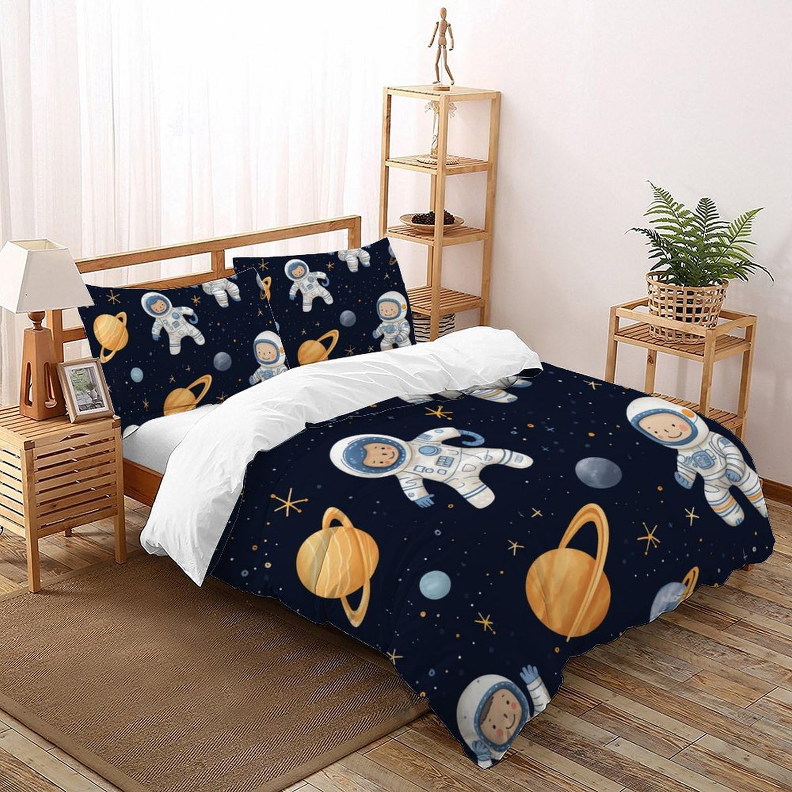 Housse de couette 3 pièces sur le thème de l'espace pour lit adulte enfant