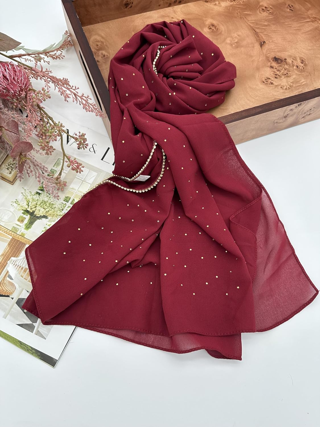 Hijab for Women Premium Chiffon Hijab Rhinestone Hijab Scraf for Women Muslim - Image 3
