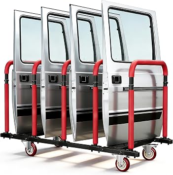 YOHKOH Jeep Door Storage Rack with Lockable 4" Casters, Heavy-Duty Movable Stand 42.12" W x 19.68" D x 26.57" H for Jeep Wrangler JK JL Gladiator JT & Ford Bronco 2/4 Door