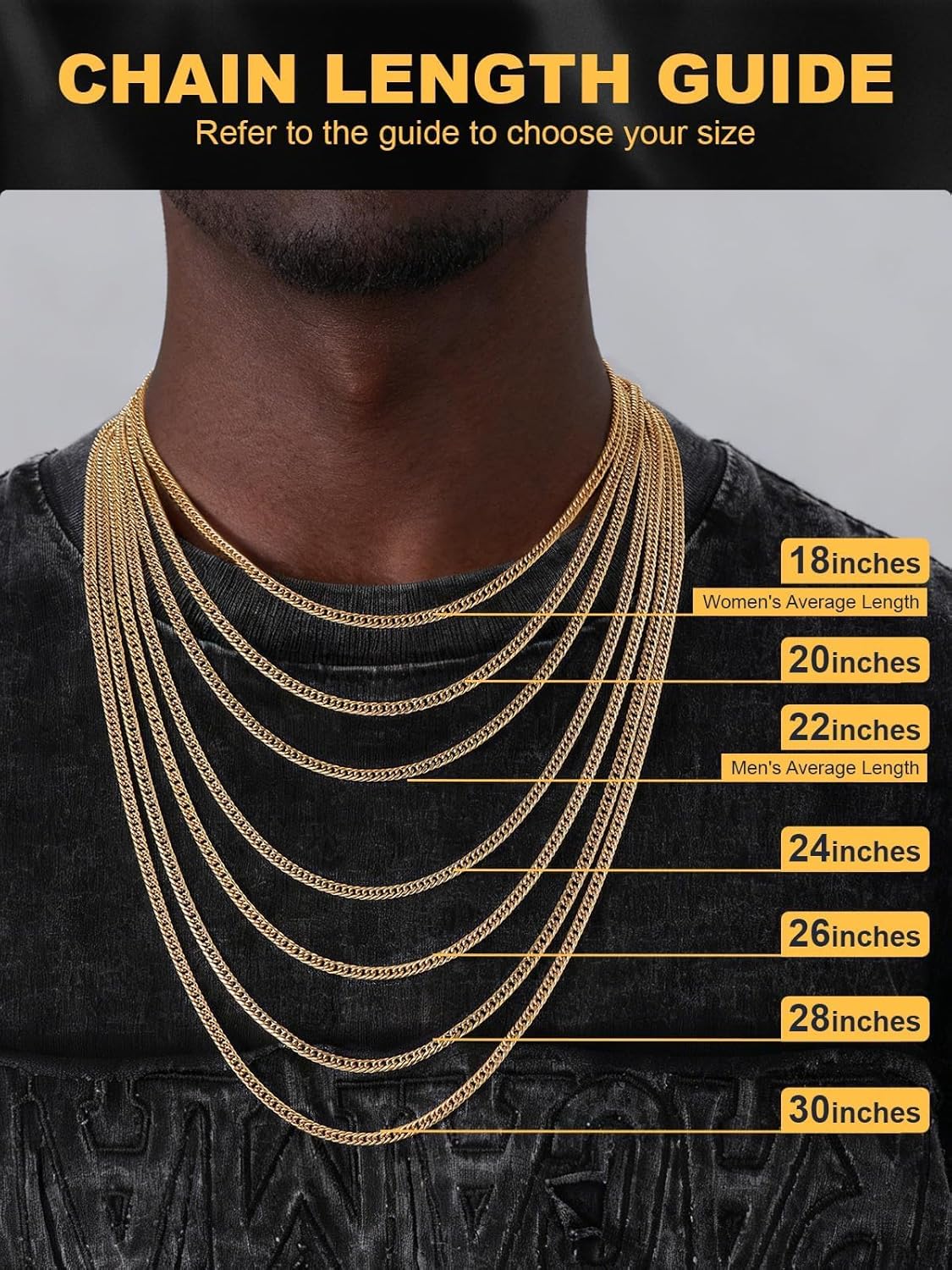 U7 Cuban Link Chain Necklace for Men, 12mm/9mm/6mm Miami Curb Chain, Stainless Steel/Black/18K Gold Plated, Hip Hop Jewelry, Heavy Duty Thick Chain Gift for Him, 18-36 Inch