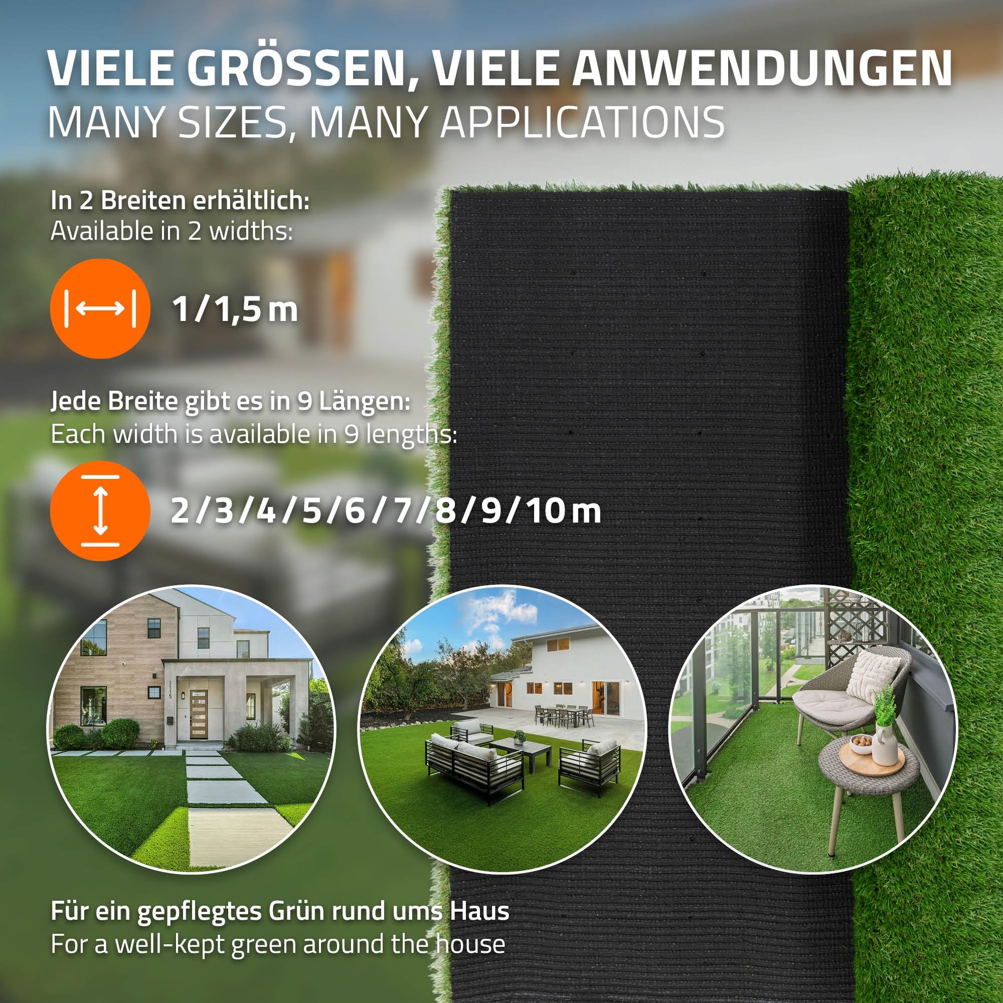 ECD Germany Rotolo Erba Sintetica 100x900 cm 9m² Verde, Tappeto Erba Artificiale Outdoor Resistente alle Intemperie, Altezza 35 mm, Drenante e Anti UV, Prato Finto per Balcone Terrazza e Giardino