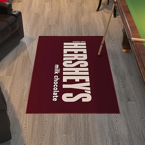 Ottomanson Hershey Smores - Alfombras antideslizantes con diseño de logotipo y parte trasera de goma, 3 x 5 pies, lavables a máquina, alfombras para