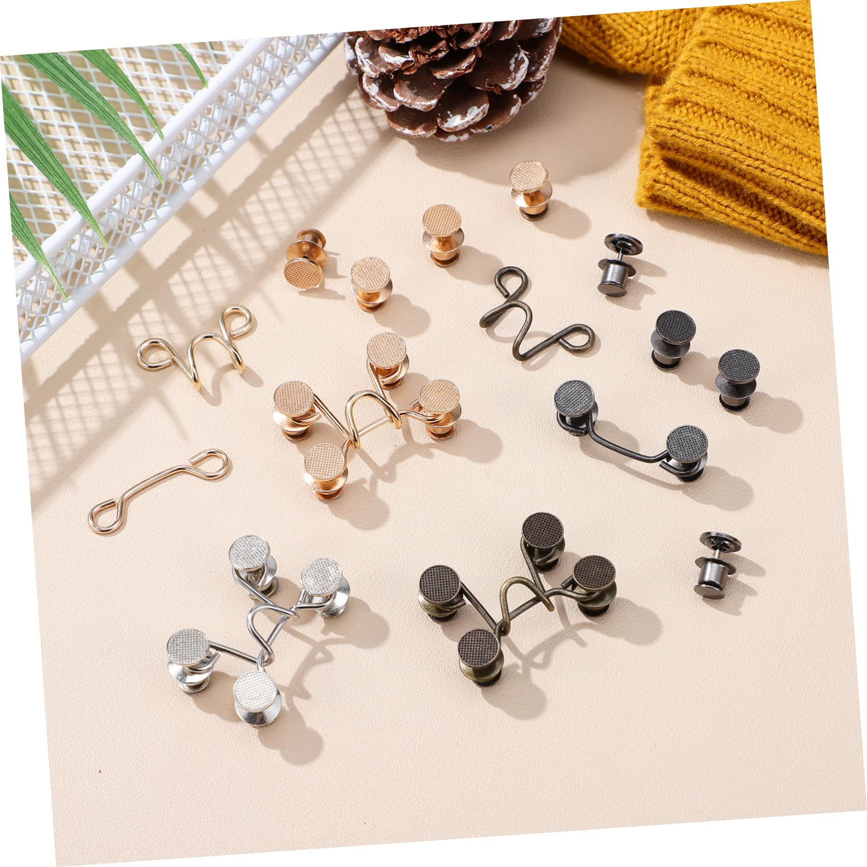 SHINEOFI 40 Juegos ajuste de cintura de jeans extensor manos fijador ajustador - Botón cintura jeans - Clips para cinturón de vaqueros. reemplazo de botones de jeans tensor de cintura Metal