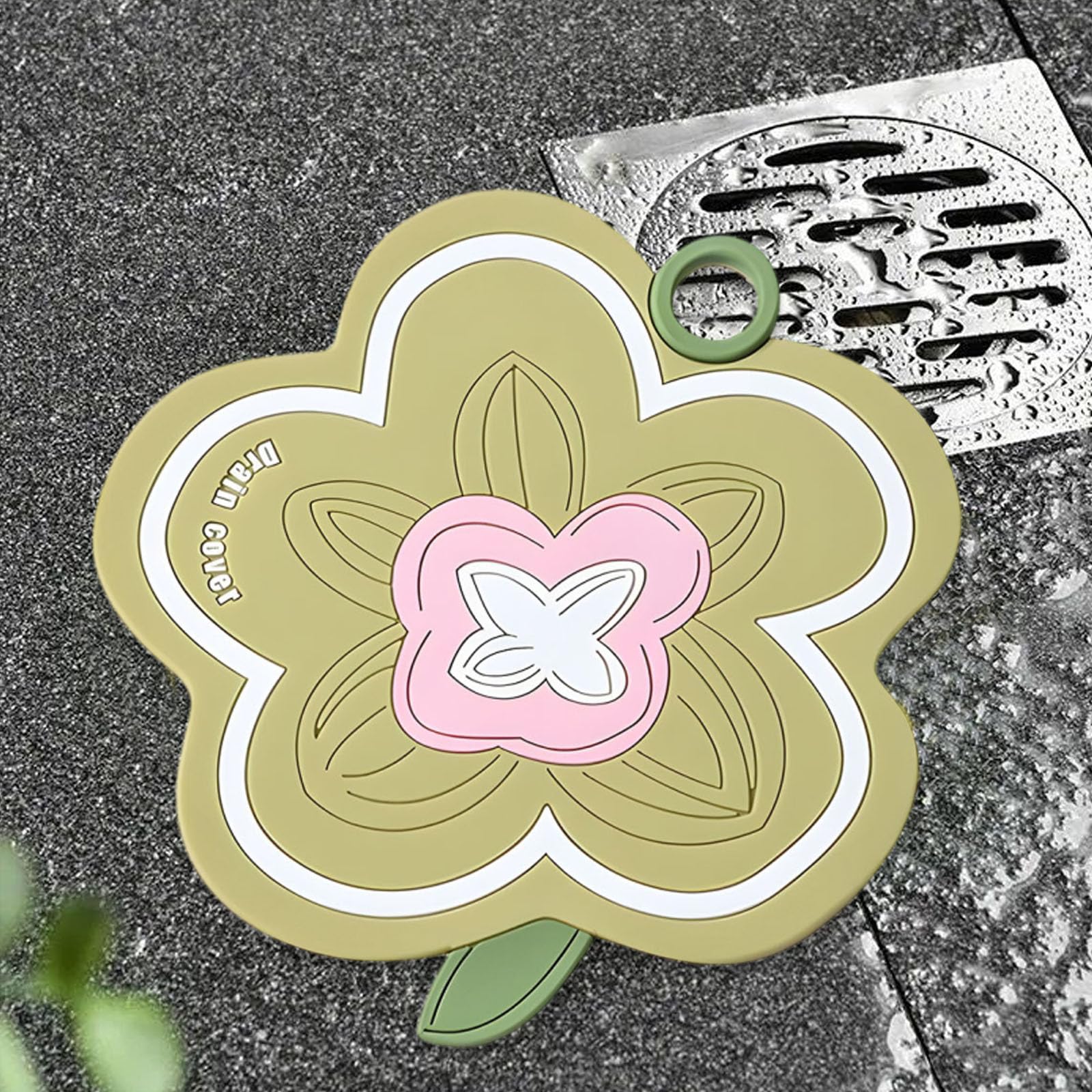 2PCS Flower Shaped Silicone Bathtub Drain Cover, Flat Drain Plug for Kitchen, Bathtub and Laundry, Toddler Bath Essentials, Kids Bathtub Accessories Bathroom Accessories (Pink/Green)