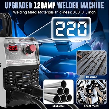 MMA-250 Portable Welder Machine, 220V Super Mini Stick Welder, IGBT Inverter ARC Welder With Hot Start/Arc Force/Anti-Stick, 60% Duty Cycle For 1/16-1/8 Rods, Complete Welding Kit Soldadora