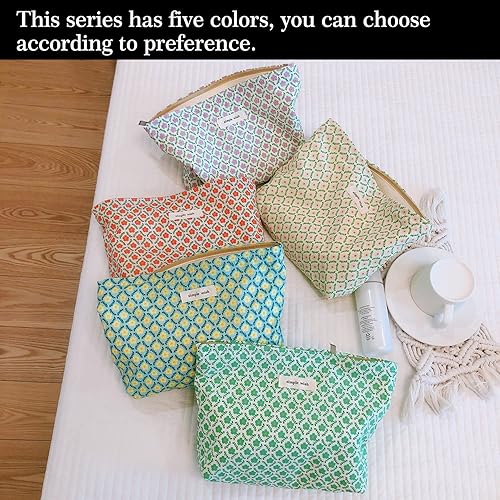 Miniatura 4 de STARDW Bolsas de cosméticos de flores para mujeres y niñas, bolsa de maquillaje de viaje, bolsa de maquillaje de lona de gran capacidad, bolsa