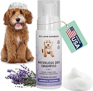 Waterless Dog Shampoo - Over 200+ Sprays Per Bottle - Cleans & Moisturizes Coat, No Rinse Dog Shampoo, Safe Foam Formula & Pet-Friendly Dog Deodorizing Spray, 7.1 oz [We Love Doodles] (Lavender)