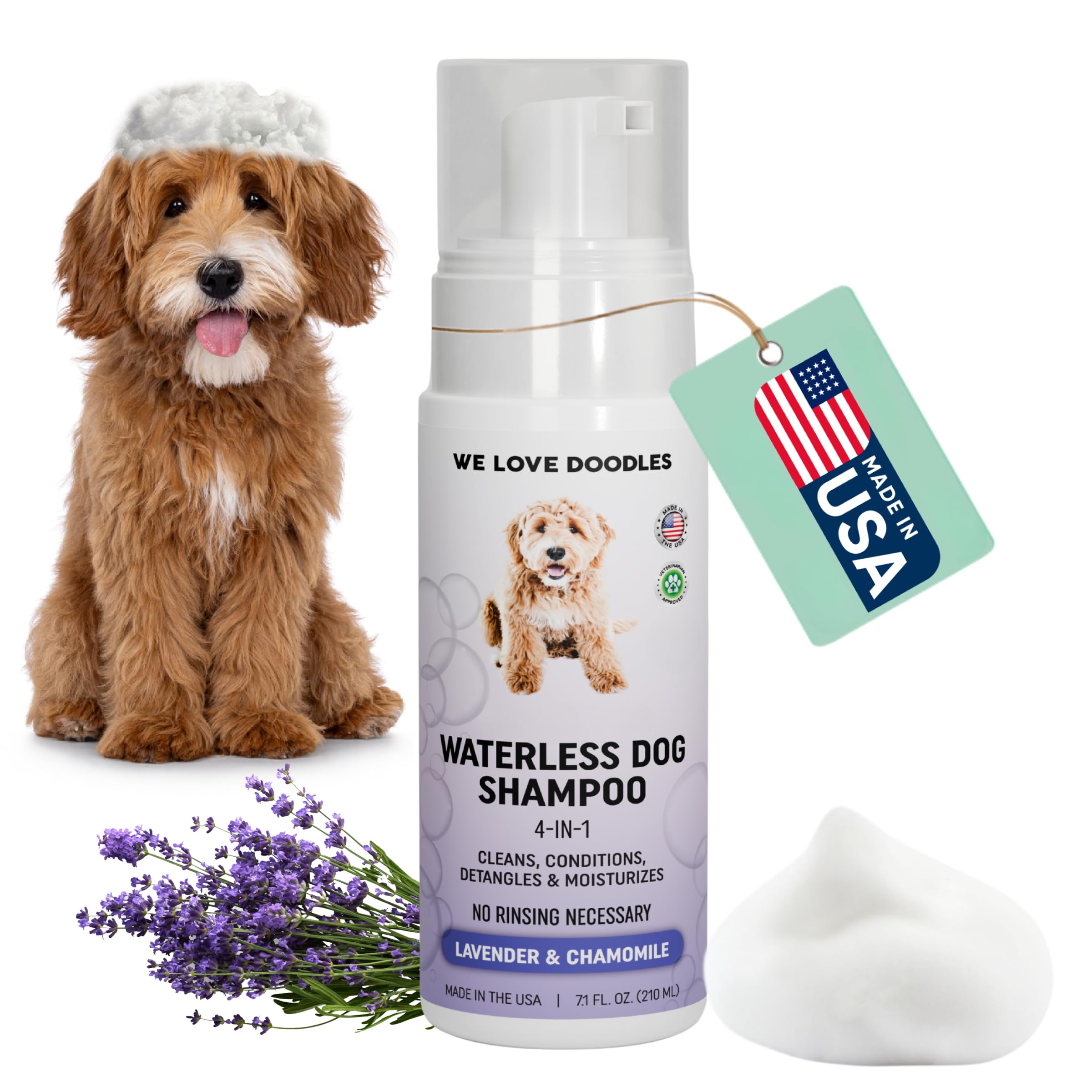 Waterless Dog Shampoo - Over 200+ Sprays Per Bottle - Cleans & Moisturizes Coat, No Rinse Dog Shampoo, Safe Foam Formula & Pet-Friendly Dog