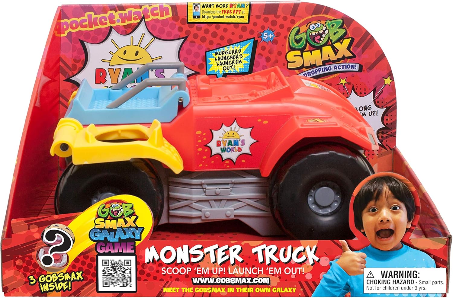Ryan's World Monster Truck with Gobsmax Vehicle Scoop Em Up Amazon.co