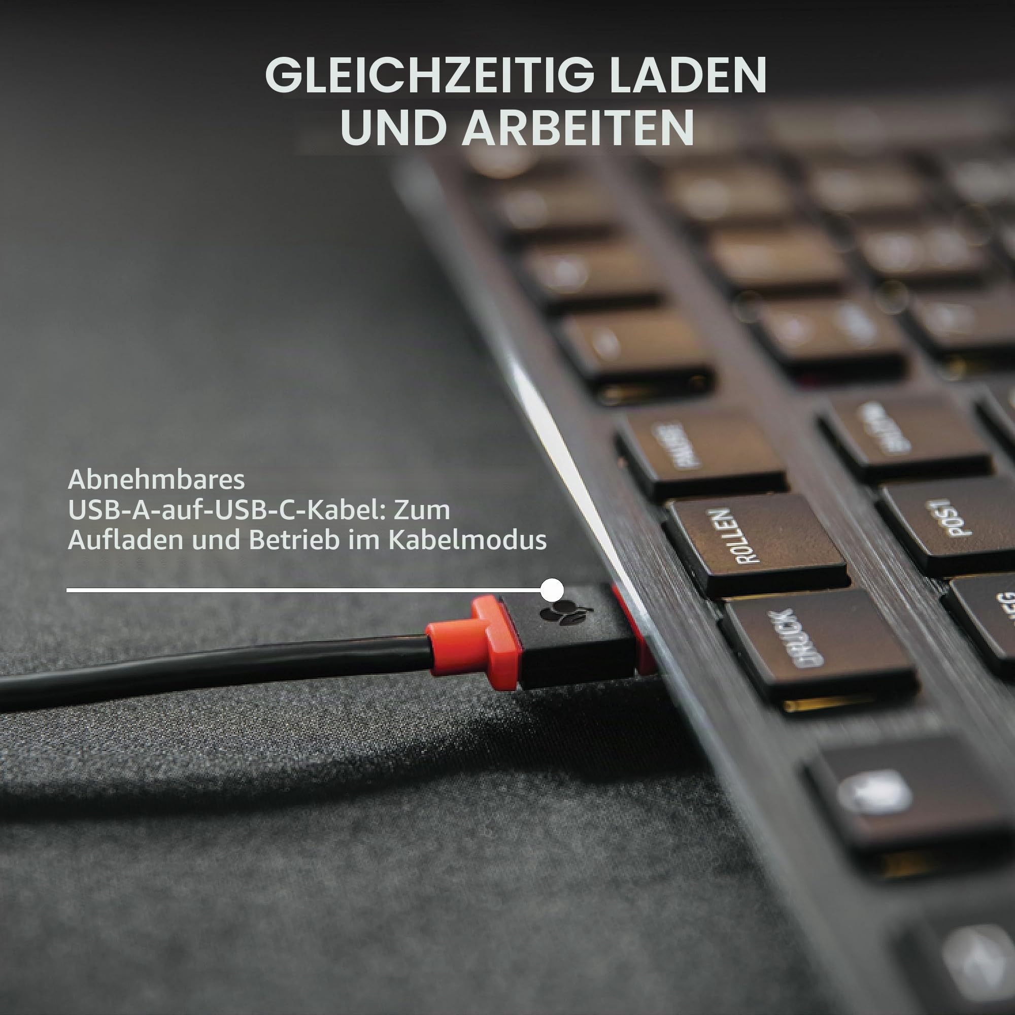 CHERRY KW X ULP, Ultra Flache Mechanische Tastatur, Schweiz QWERTZ, Schwarz | Kabelloses Multi-Device-Keyboard für bis zu 4 Geräte, Bluetooth, 2,4 GHz Funk & Kabel, Weiße Beleuchtung, Wiederaufladbar