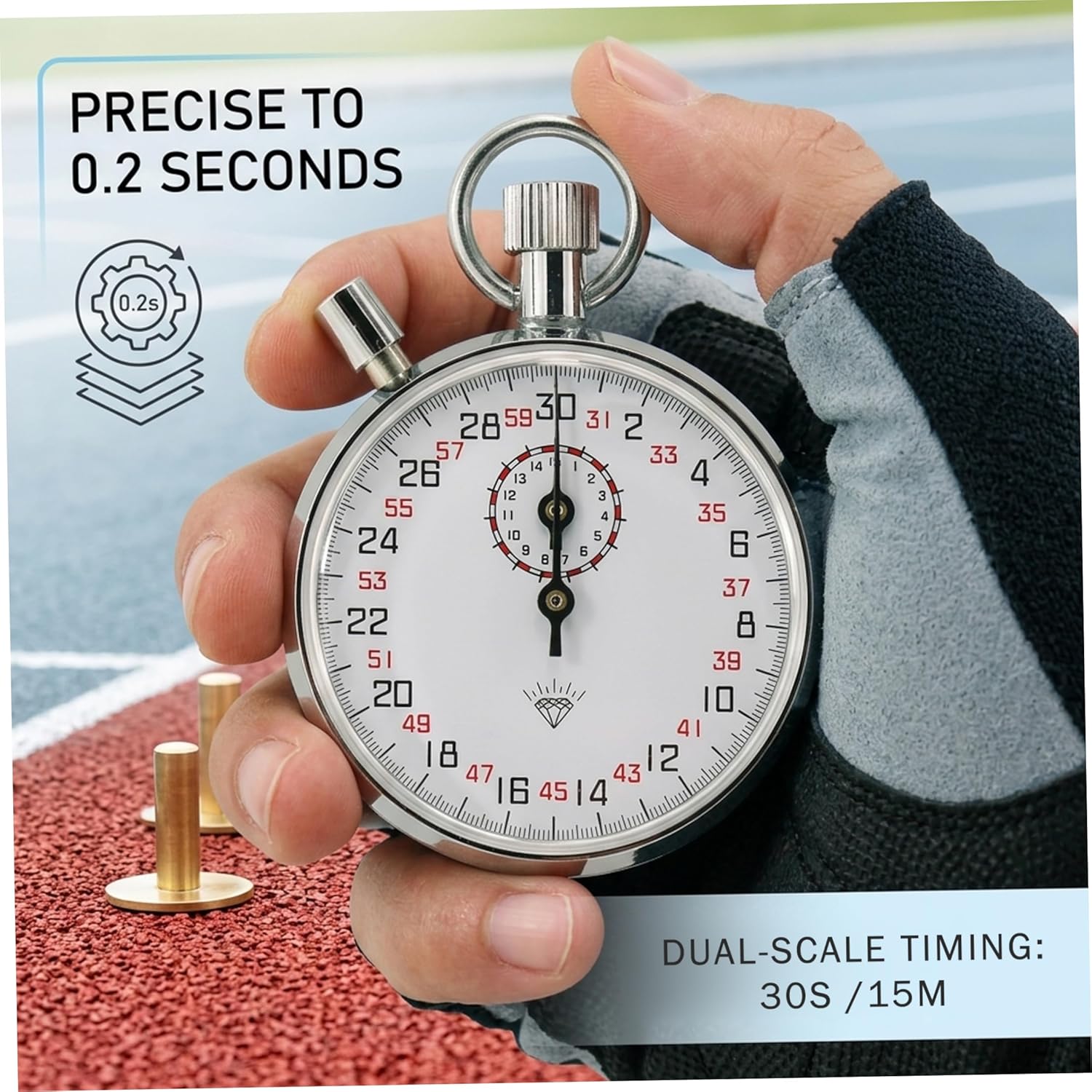 Mechanical Stopwatch, Analog Timer with Lanyard - Precision Timing for Sports, Soccer, Physics Experiments (30s/15m).