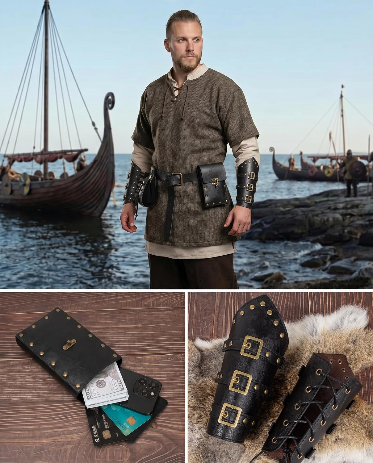 Renaissance Faire Accessories,Medieval Viking Belt Pouch Ren Faire Costumes image 5