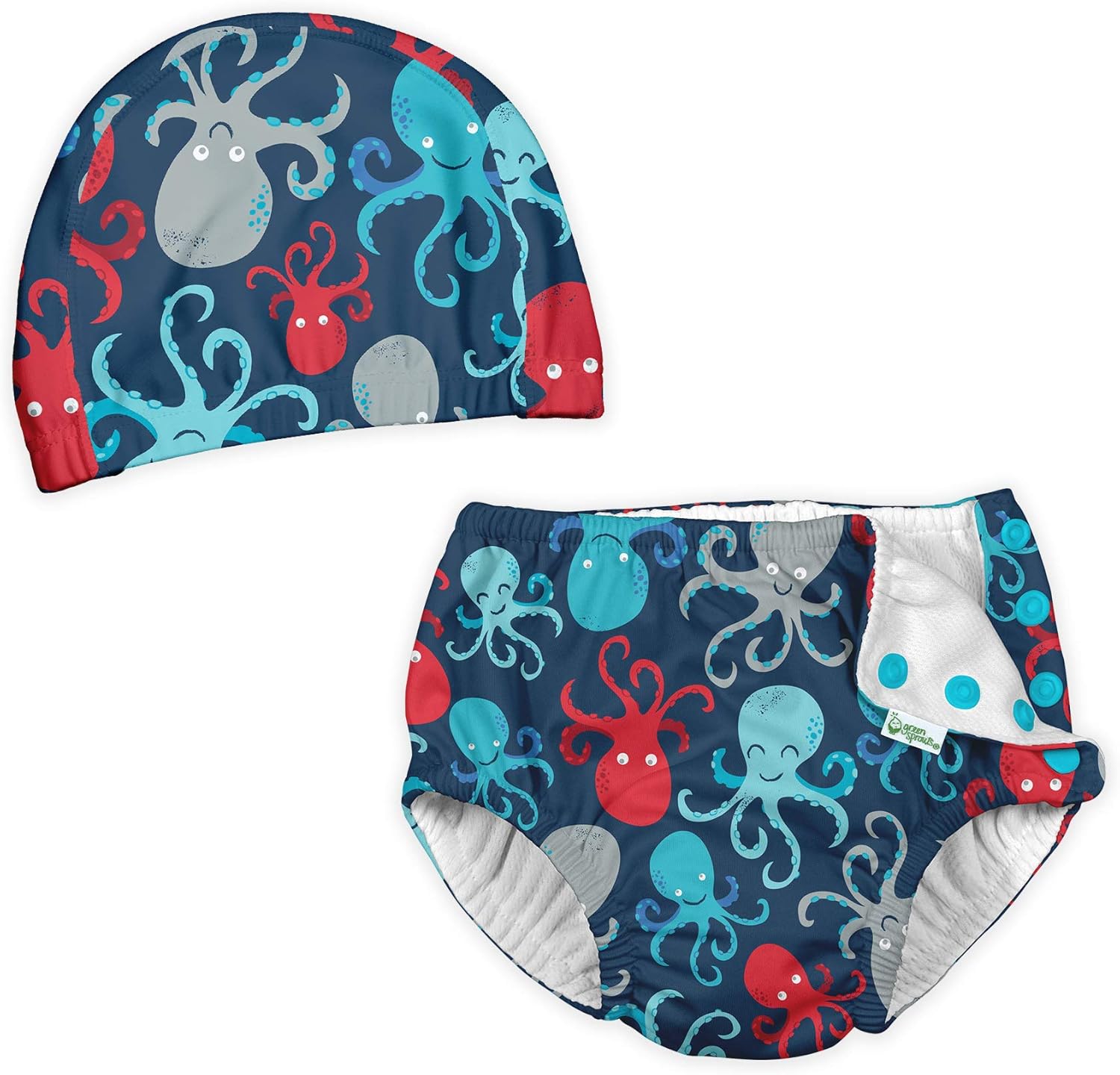 i play. Baby Snap Reusable Absorbent Swim Diaper + Swim Cap Set