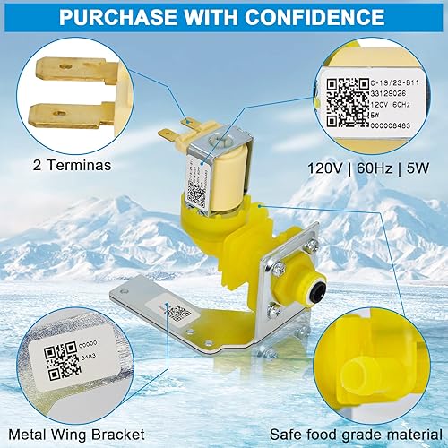 Miniatura 6 de 000009123 IH9123 33129026 válvula de entrada de agua para máquinas de hielo manitowoc, 120V 60Hz 5W se adapta para I, IB, S, SD, JC, QR, SD y K