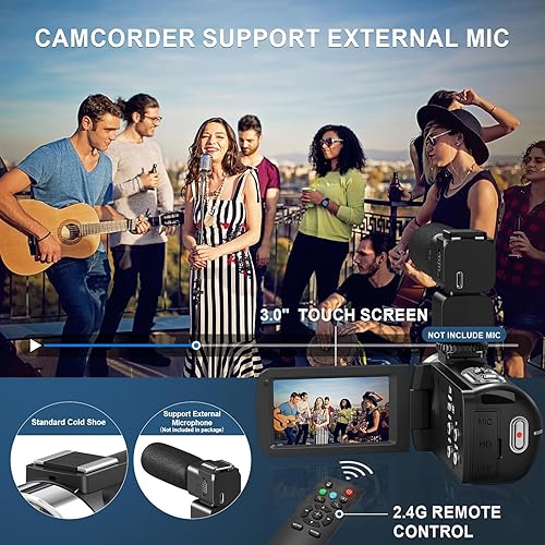 Miniatura 7 de Videocámara de cámara de video 8K, cámara de visión nocturna IR de 64 MP, cámara de video digital con zoom 18X WiFi con pantalla táctil digital para
