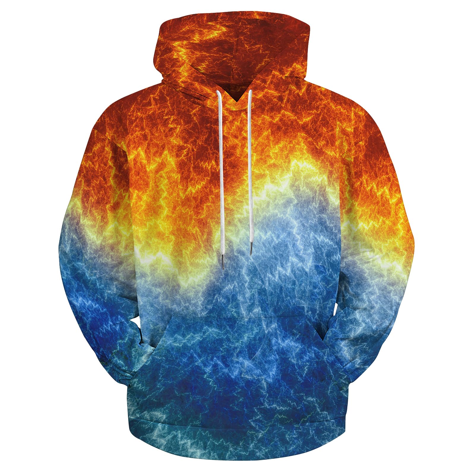SARA NELL Unisex Adult Cool Hoodie Sweatshirt, Fire and Ice Pullover Hooded Sweatshirt for Men Women