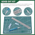 Keadic 8Pcs 12" x 9" A4 Tapis d'artisanat auto-guérison avec règle d'acier et couteau d'artisan, double-soudé 5-Ply Conseil de coupe d'artisanat rotatif non glissant pour la découpe de scrapbooking et projets d'art