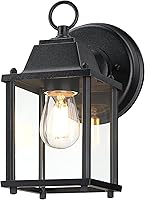 LIT-PaTH Black Outdoor Wall Lantern Sconce - IP65 Waterproof E26 Porch Light, Aluminum Glass Fixture, ETL Listed