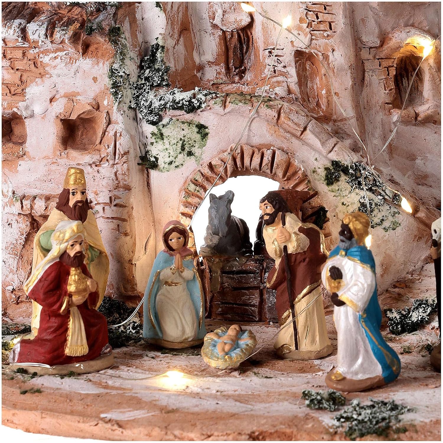 Holyart Nativity Scene Village Terracotta Deruta Decorated Figurines 6 cm