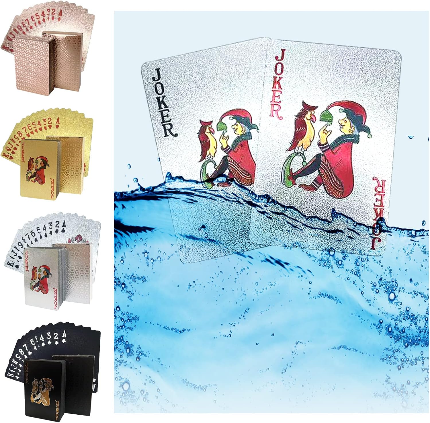 4 Decks Waterproof Playing Cards Checkered Rose Gold Silver Pink Plastic Poker Cards Playing Cards Themed Standard Playing Card Games for Adults Family Game Party Show Festival