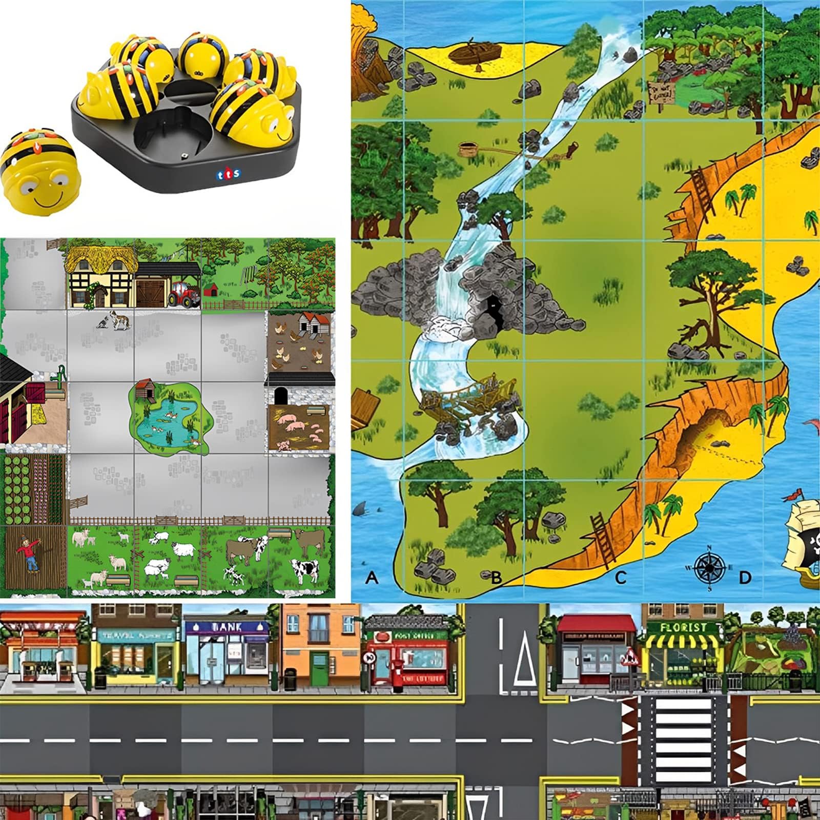 TTS Bee-Bot See and Say Programmable Floor Robot Starter Set, Rechargeable Educational Robot Bundle with Bee-Bot Floor Mats & Accessories for STEM Learning, Coding & Programming - TTSEL00400