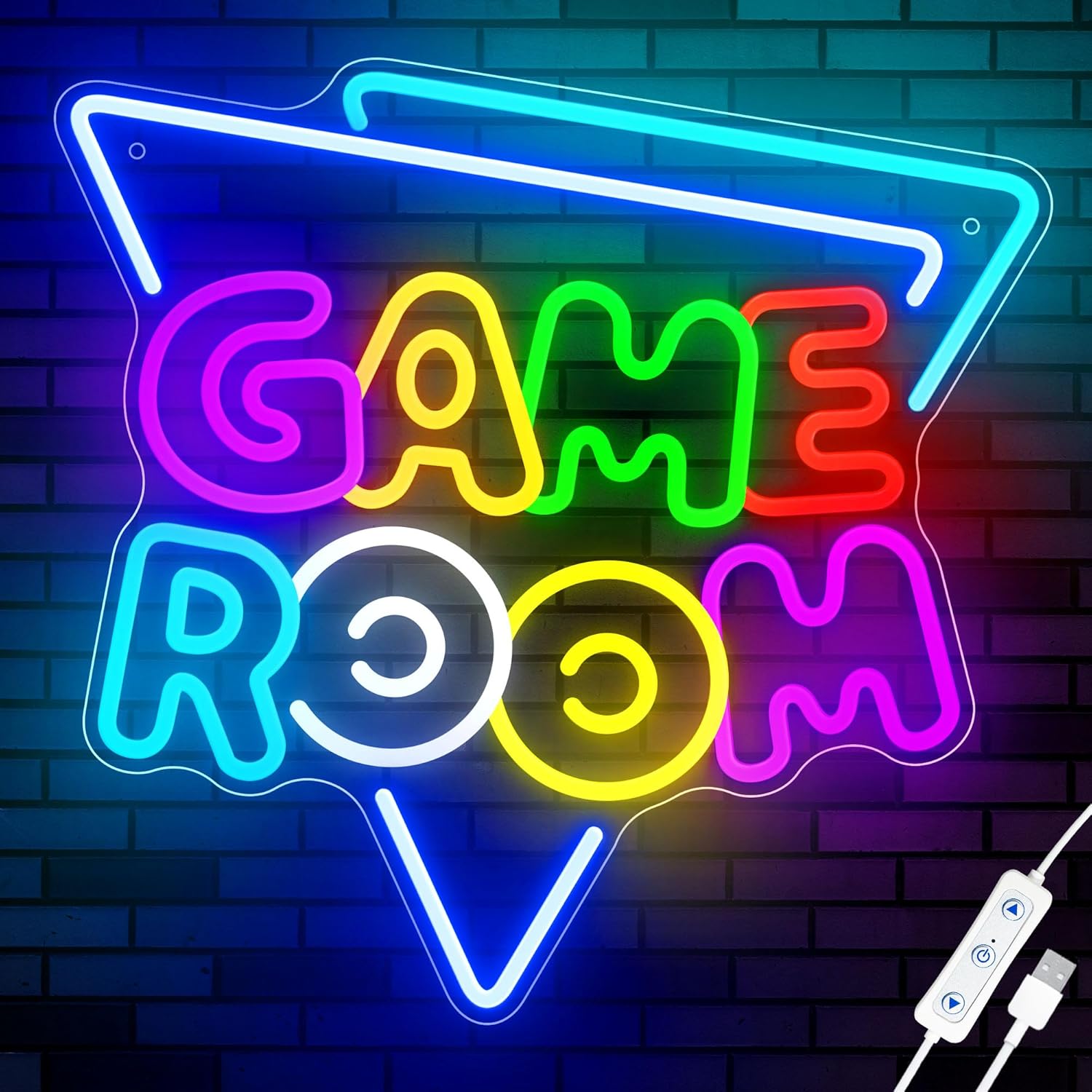 Game Room Neon Sign, Gaming Led Lights for Boys Room Decor, Gaming Decor Neon Led Wall Art, USB Powered Light Up Sign, Gamer Gifts for Men, Teen Boys, Kids, Gamer Birthday Party Decorations