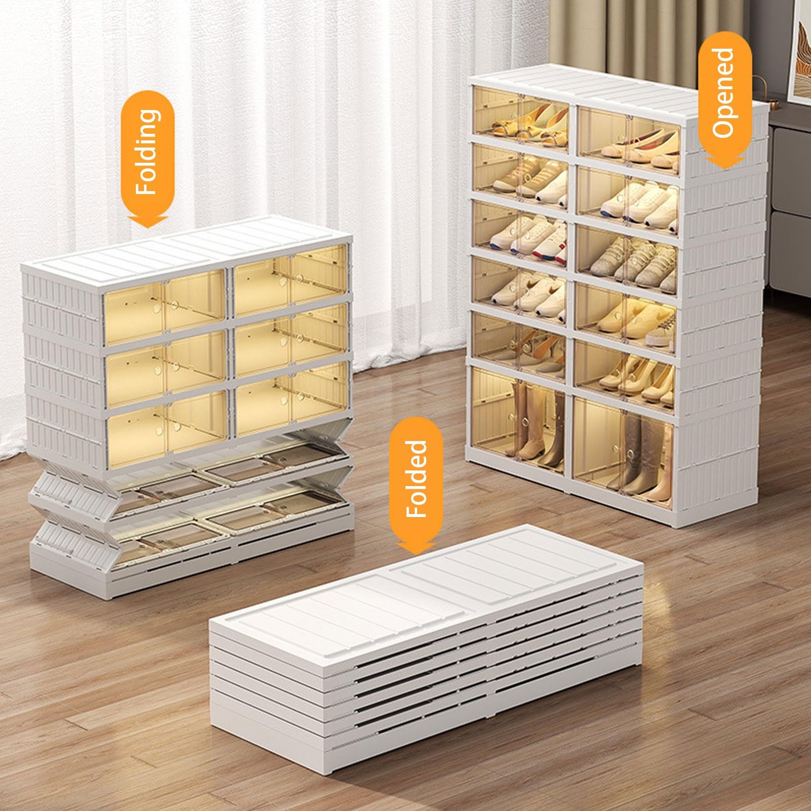 Scarpiera Salvaspazio In Plastica Trasparente, Slim All-in-One Senza Installazione, Componibile Adatta Per Soggiorno, Guardaroba (87*34.5*169CM)