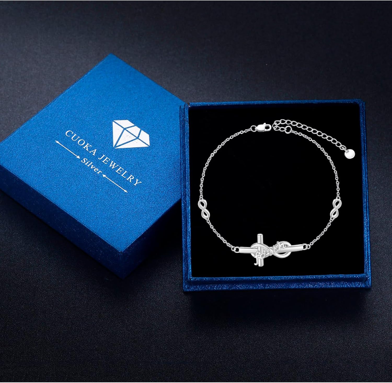 Infinity Cross Bracelets 925 Sterling Silver Bible Verse Religious Cross Bracelets Catholic Christian Believe Faith Hope Adjustable Bracelet Cross Jewelry for Mom Women Wife Girlfriend - Image 7