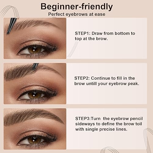 Miniatura 5 de HIJJPS Lápiz de cejas, bolígrafo de cejas impermeable, 4 puntas, lápiz de cejas a prueba de manchas, de larga duración, lápices naturales para cejas