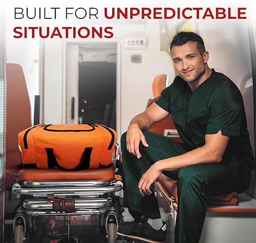 Miniatura 7 de Bolsa de trauma EMT grande  Kit de primeros auxilios totalmente abastecido con torniquete, gasa, máscara de RCP, tijeras de trauma y suministros