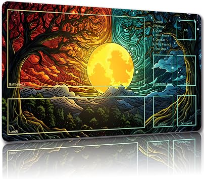 Playmat for MTG with Free Storage Bags Game Mat 24 x 14 inches TCG and Board Game Mats for Cards Magic Mat 41 with Zones