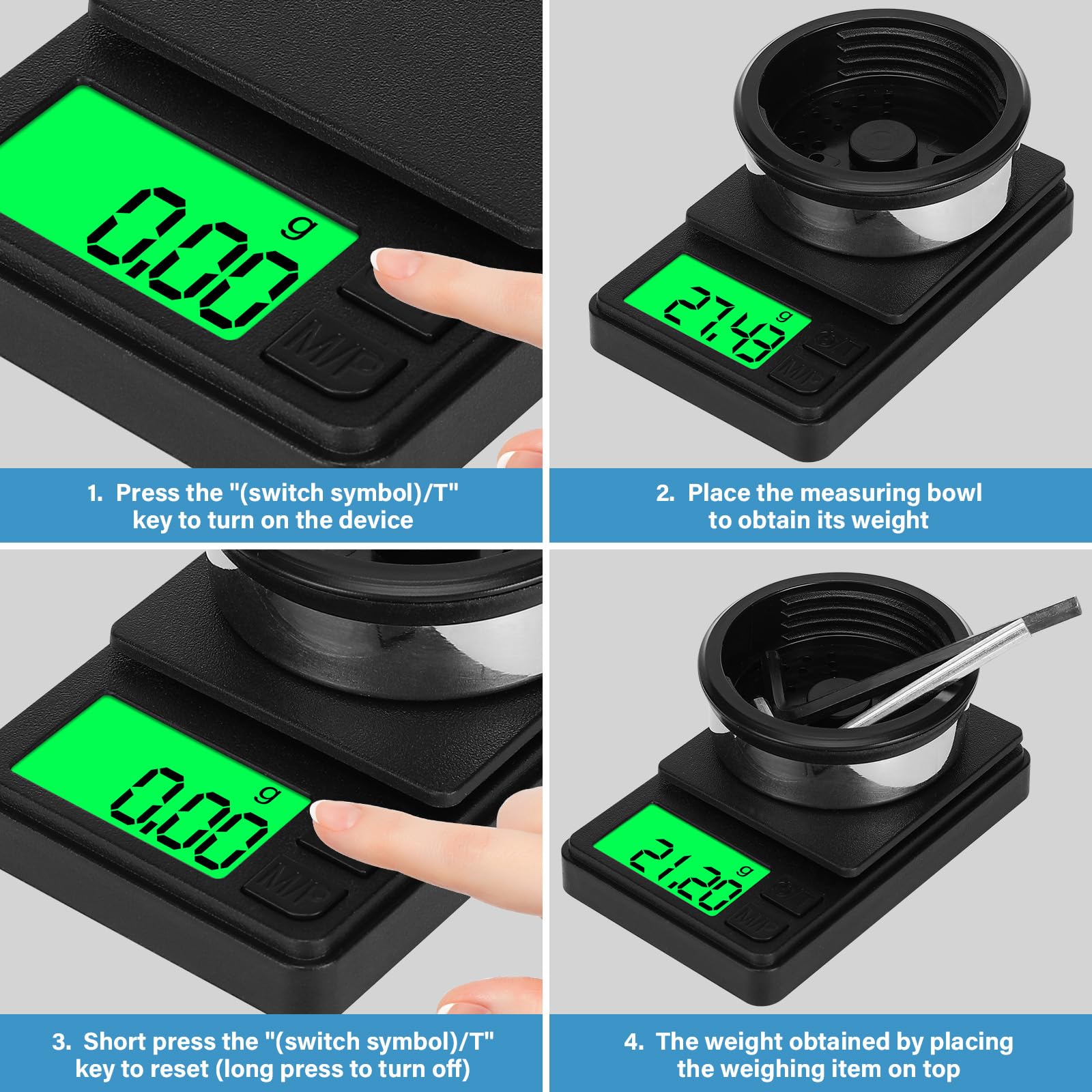 Digitale Präzisionswaage 1000g/0.01g – 5 Einheiten, Mit LCD, Für Küche, Schmuck & Gewürze