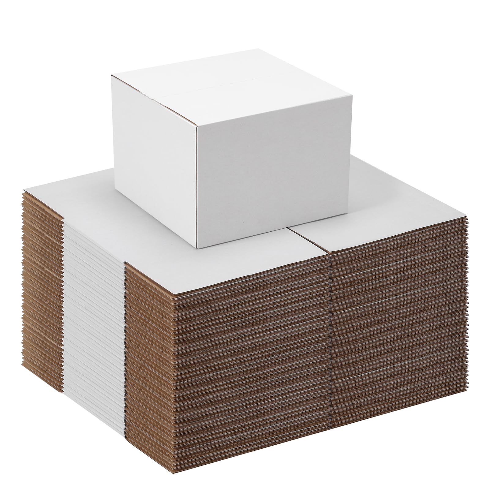 7x7x5 Shipping Boxes Set of 40, White Kraft Corrugated Cardboard Boxes Mailers for Packaging, Small Moving Box(17.8x17.8x12.7 cm)