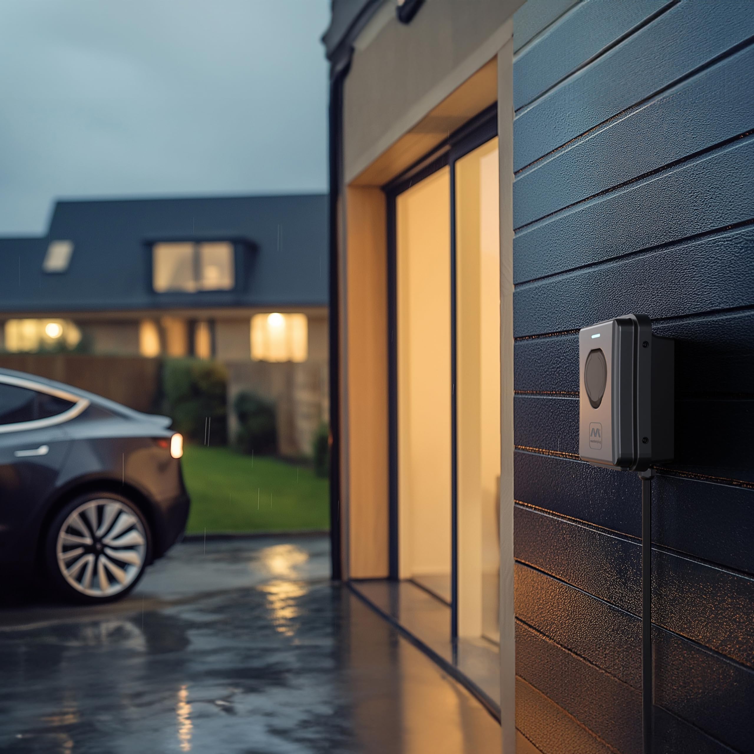 Masterplug Stazione di ricarica EV da parete per veicoli elettrici, tipo 2, caricatore senza cavo per auto elettrica con funzione fissa automatica, monofase, modalità 3, RFID, IP65, 7.4kW, 32A