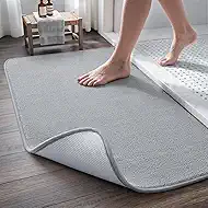 MontVoo Quick Dry Bath Mat, Super Absorbent Bathroom Rug, 3D Honeycomb Mesh Base Non Slip Bath Mats for Bathroom, Dryer-Friendly & Washable Durable Bath Rug for Shower, Sink, Grey 20"x31"