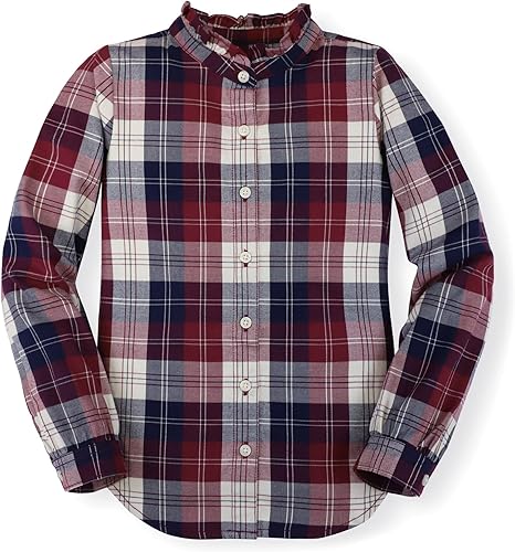 Hope & Henry Blusa plisada de manga larga con botones para niña