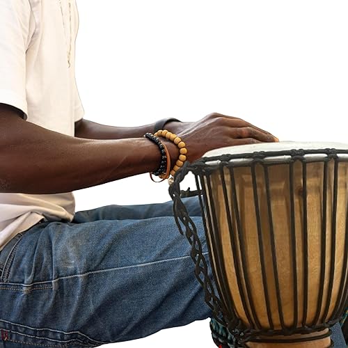 Miniatura 19 de Tambores Djembe Drum Djembe es un tambor de copa cubierto de piel de cabra con cuerda, tocado por manos estilo África occidental (4x8) Diseñado