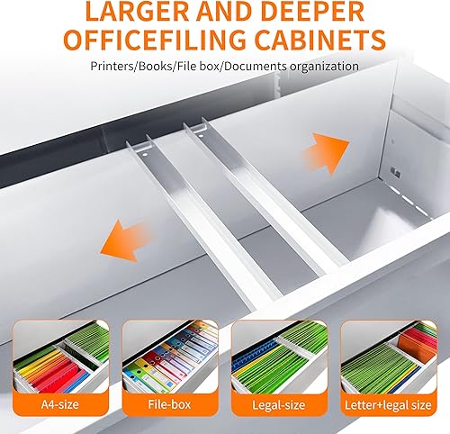 Miniatura 5 de Archivador de 2 cajones con cerradura, archivador resistente para oficina en casa, pequeño organizador de oficina de metal, armario de oficina con