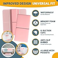 Vista 5 de Juego de almohadillas de espuma viscoelástica para rodillas y coderas, 2 pulgadas de grosor, resistente al agua, cojín esencial para el baño del Rosa