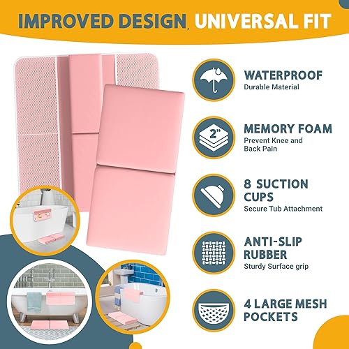Miniatura 5 de Juego de almohadillas de espuma viscoelástica para rodillas y coderas, 2 pulgadas de grosor, resistente al agua, cojín esencial para el baño del