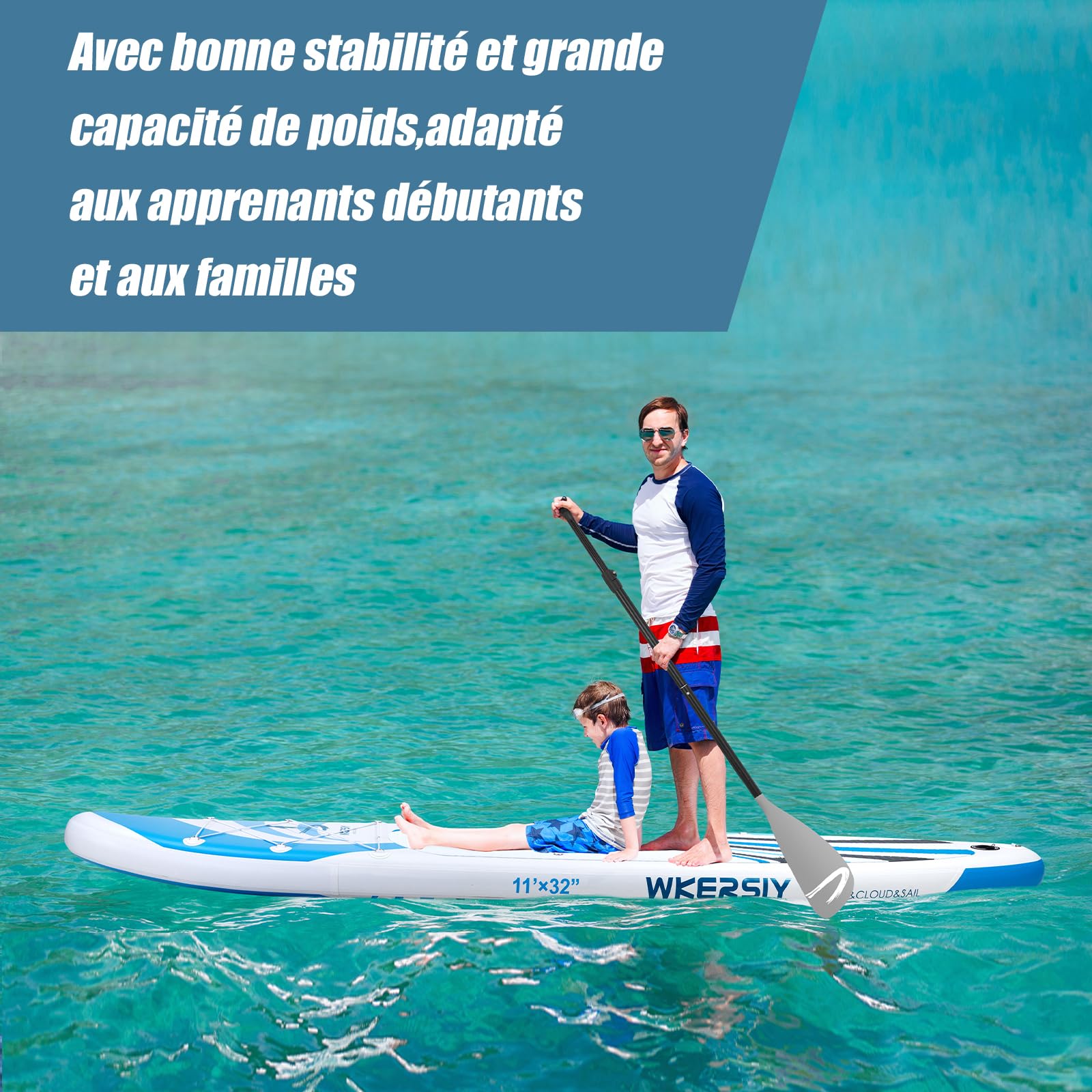 Paddle Gonflable Kayak 2 en 1 335cm – Stand Up Paddle Familial avec Siège et Pagaie Double – Planche Sup Ultra Stable pour Débutant et Loisirs – Kit Complet avec Pompe et Sac