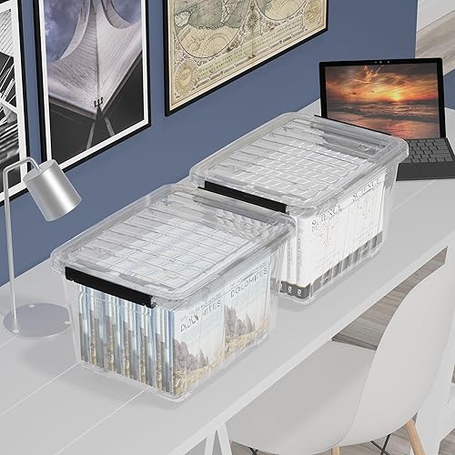 Miniatura 5 de Cetomo 4 contenedores de almacenamiento de plástico de 60 cuartos de galón, caja de almacenamiento, paquete de 4, contenedor organizador con ruedas,