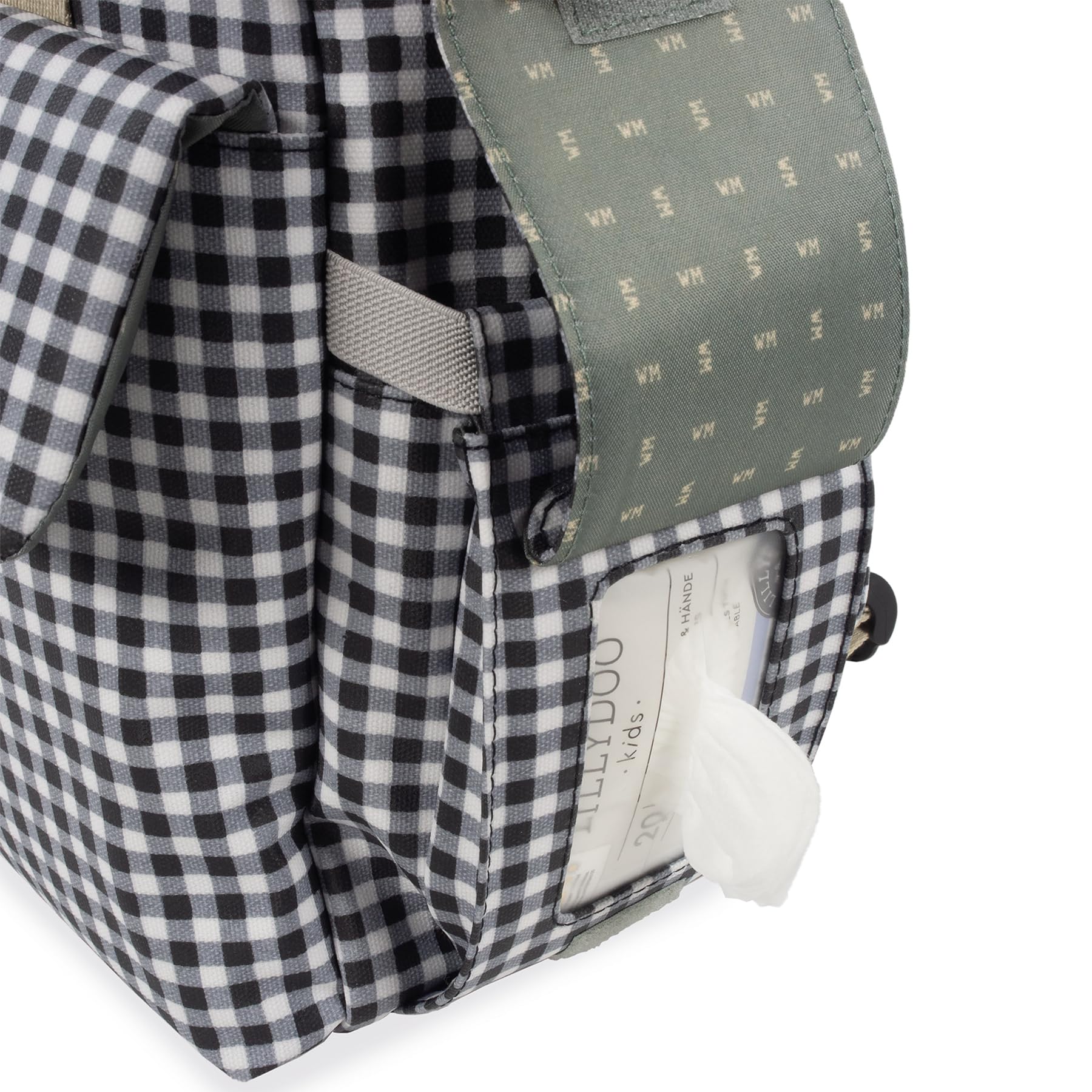 Borsa zaino I Love Vichy per passeggino, nero, 37x28x12 cm