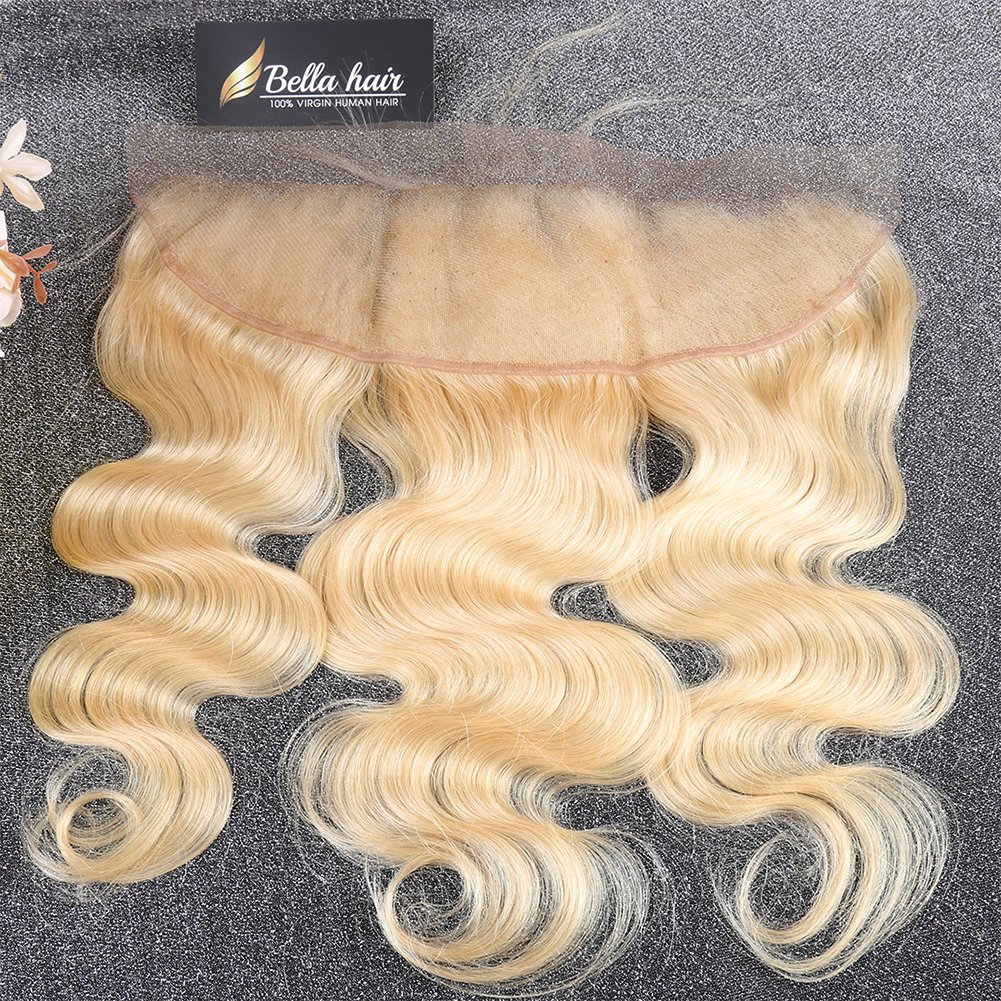 Bella Hair 613 Pre-Plucked Lace Frontal Body Wave, One Donor Virgin Human Hair 13x4 Ear to Ear Frontal with Bleached Knots (12inch)