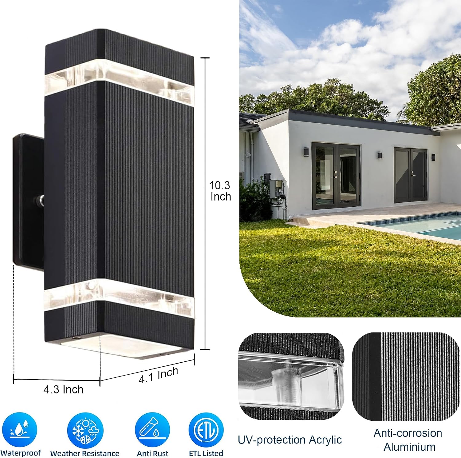 Up and Down Outdoor Wall Light, RGB Color Changing Wall Lights 9 81ulgY3Wp5L. AC SL1500