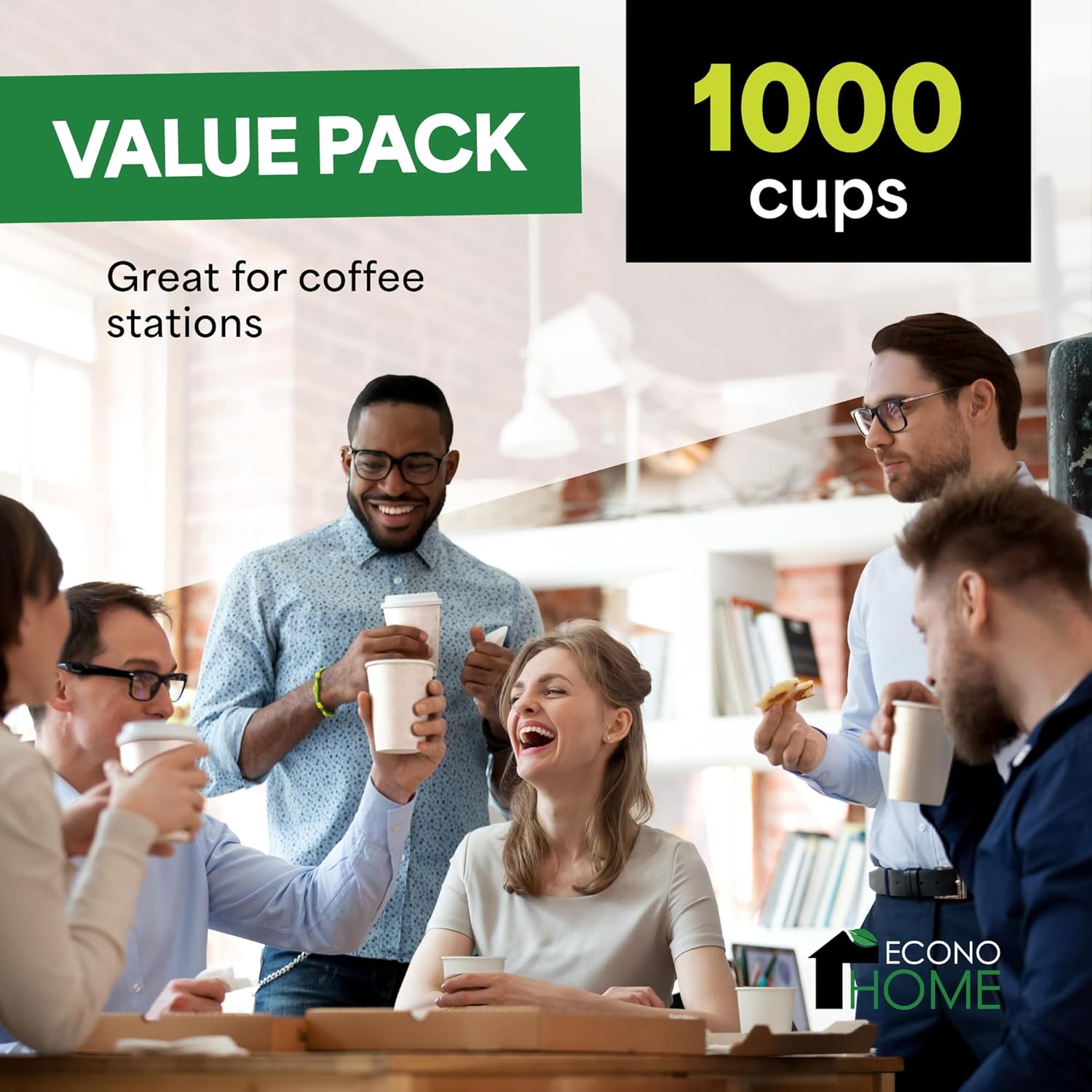 EconoHome 12 oz 1000 Pack Disposable Coffee Paper Cups - Paper Cups for Hot and Cold Drinks, Tea, Water, and Juice - Image 2