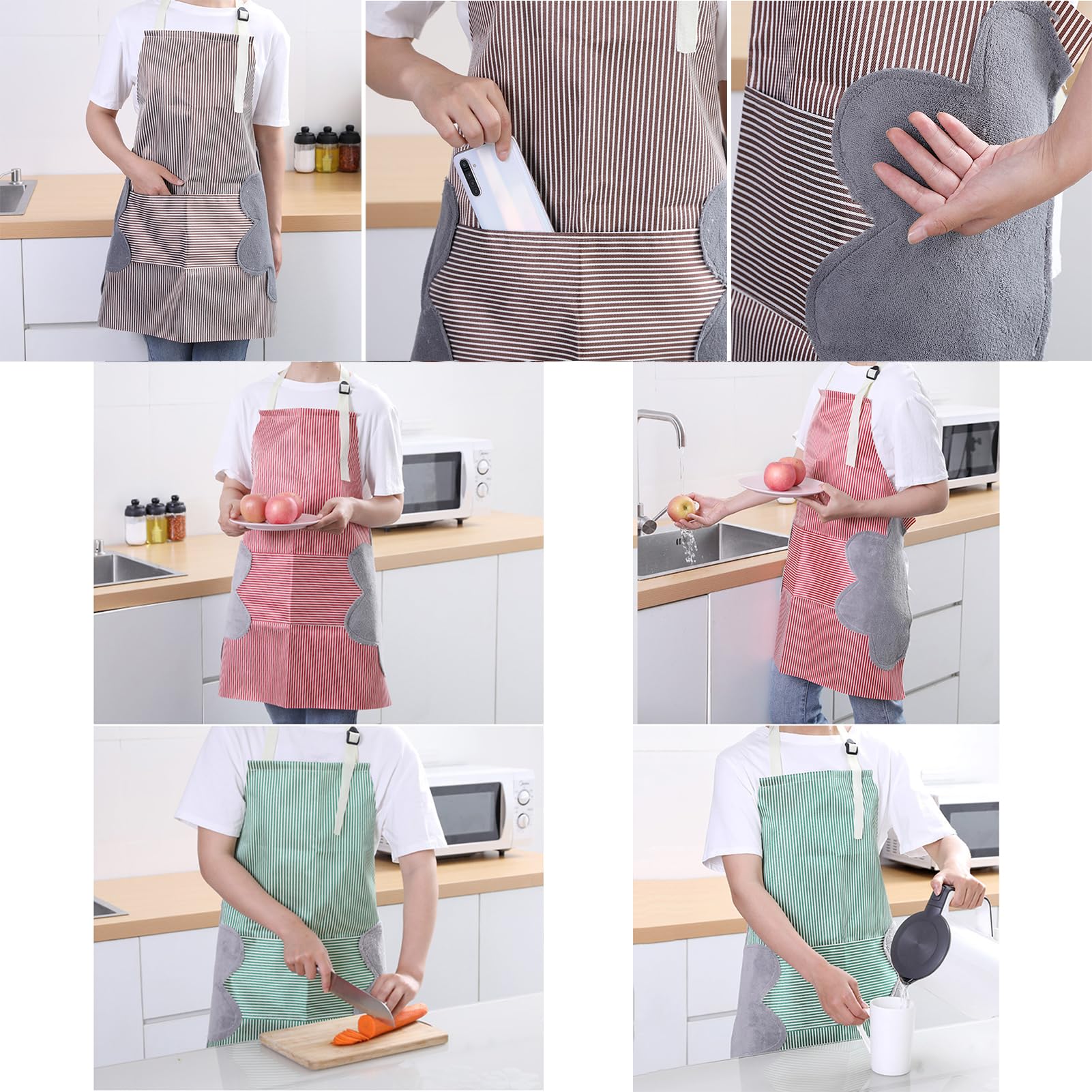 delantales de jardinería, delantal de trabajo, Paquete de 3 delantales de cocina, delantales de chef unisex con correa ajustable for el cuello for hombres y mujeres