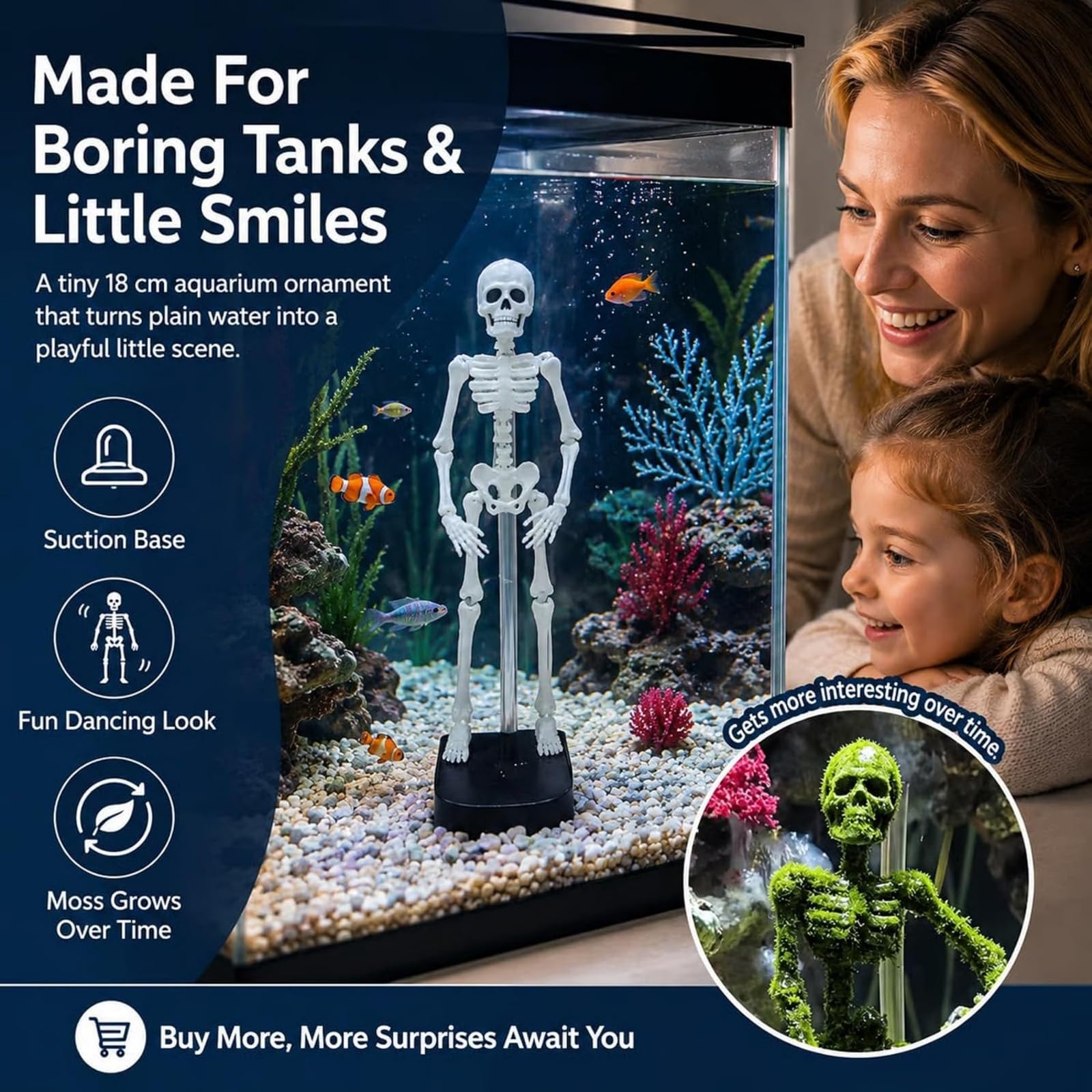 Aeratore per acquario a forma di scheletro danzante - Decorazione acquario (3Pcs)