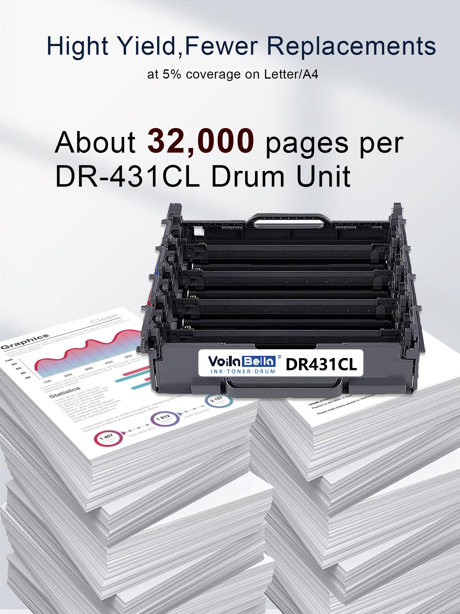 DR431CL bęben (1-pak) zamiennik dla Brother DR-431CL bęben kompatybilny z drukarką HL-L8260CDN HL-L8260CDW HL-L8360CDW HL-L9310CDW MFC-L8610CDW MFC-L8900CDW MFC-L8905CDW (toner nie jest dołączony)