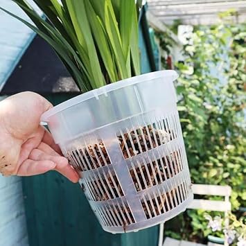 8 PCS Clear Plastic Plant Pots with Drainage Holes and Saucers for Orchids - Nursery Container for Root Growth, Seedling, and Indoor Houseplant Gardening